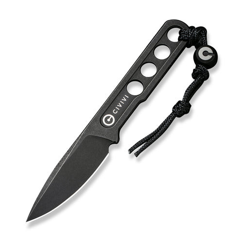 Civivi Circulus Fixed Blade (C22012-1) 1.96" Black 10Cr15CoMoV Drop Point Plain Blade, Black 10Cr15CoMoV Handle
