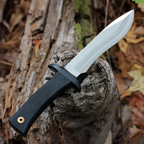 Muela Fixed Blade Knife (MM55-16)- 6.00" Stainless Steel Drop Point Plain Blade, Black Kraton Handle