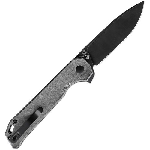 Kizer Begleitier XL (KIV5458C1) - 3.91in CPM 154CM Drop Point Black Plain Blade, Grey Micarta Handle