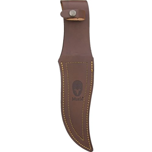 Muela Apache MUE93102 large fixed blade hunting knife genuine stag handle 7.5 inch stainless steel satin clip point blade with brass guard and leather sheath