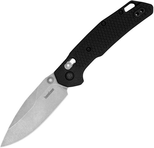 Kershaw Heist (2037) 3.2" D2 Stonewashed Drop Point Plain Blade, Black Glass-Filled Nylon Handle