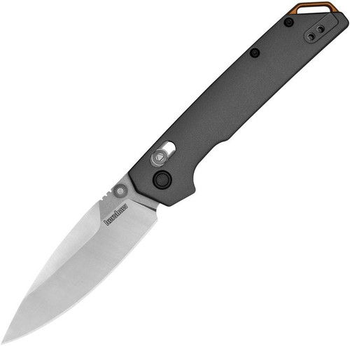 Kershaw Iridium (2038) 3.4" D2 Stonewashed Spear Point Plain Blade, Gray Anodized Aluminum Handle
