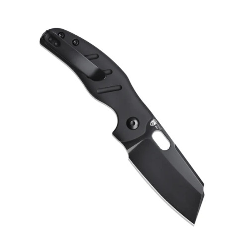 Kizer Sheepdog C01c Mini Button Lock (V3488BC2) - 2.61in CPM 154CM Black Sheepsfoot Plain Blade, Black Aluminum Handle