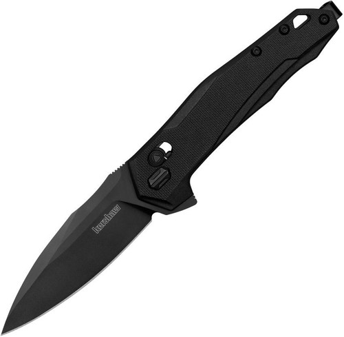 Kershaw Monitor (2041) 3.0" D2 Black-oxide Coated Drop Point Plain Blade, Black Glass-Filled Nylon Handle