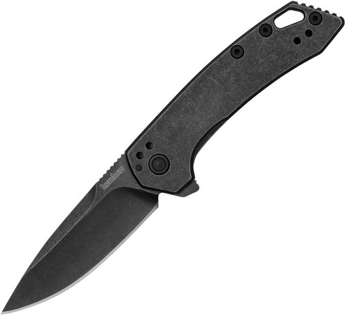 Kershaw Radar A/O (5560) 2.9" 8Cr13MoV Blackwashed Drop Point Plain Blade, Blackwashed Stainless Steel Handle