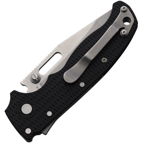 Demko AD20.5 Shark Lock - 3.25" AUS-10A Satin Clip Point Blade, Black Textured Grivory Handle