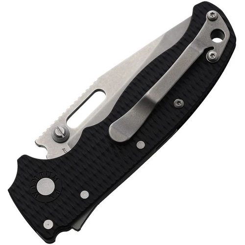 Demko AD20.5 Black Grivory Clip Point Knife Closed Showing Tip Up Pocket Clip