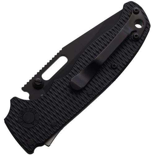 Demko AD20.5 All Black Clip Point Folding Knife Closed With Tip Up Clip View