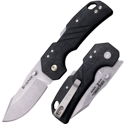 Cold Steel Engage (FL-25DPLCZ) 2.50" 4116 Drop Point Stonewash Plain Blade, Black Glass-Filled Nylon Handle, Atlas Lock
