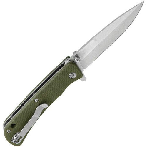 Maserin Sport Folding Knife (46006G10V)- 2.95" Satin 440C Spear Point Plain Blade, Green G-10 Handle