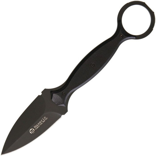 Maserin Neck Knife Fixed Blade Knife (922)- 2.75" Black Bohler N690 Spear Plain Blade, Black G-10 Handle