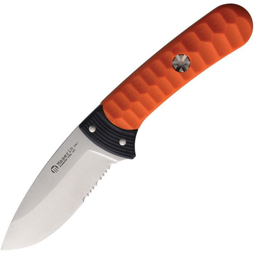 Maserin Sax Fixed Blade Knife (975/G10AN)- 3.21" Satin 440C Drop Point Partially Serrated Blade, Orangle G-10 Handle