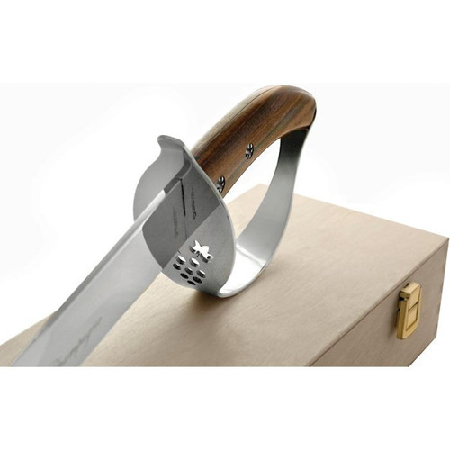 Maserin Sommelier Saber Fixed Blade Knife (2000SC14)- 13.50" Mirror 420 Unsharpened Machete Style Plain Blade, Santos Wood Handle