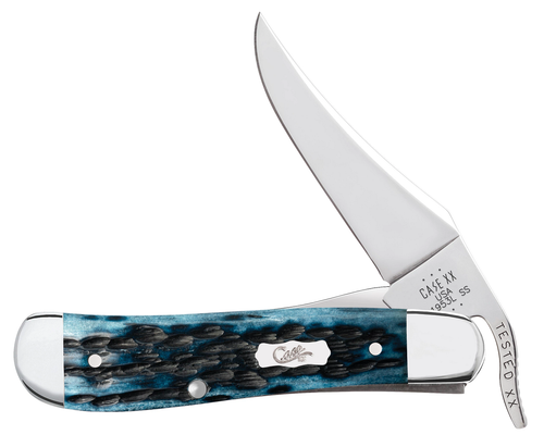 Case Russlock 51859 - Tru-Sharp Stainless Steel Clip, Clip Blade, Pocket Worn Peach Seed Jig Mediterranean Blue Bone (61953L SS)