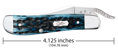 Case Russlock 51859 - Tru-Sharp Stainless Steel Clip, Clip Blade, Pocket Worn Peach Seed Jig Mediterranean Blue Bone (61953L SS)