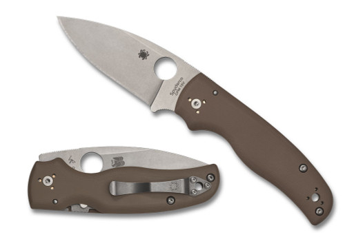 Spyderco Shaman C229GPBN15V - 3.58in CPM 15V Satin Plain Blade, Brown G-10 Handle ** SPRINT RUN**