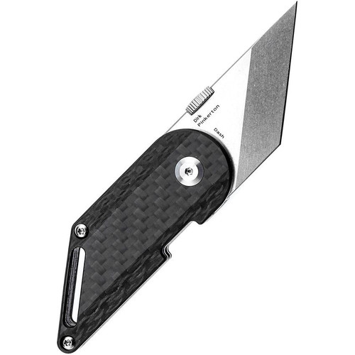 Kansept Pinkerton Dash (K3045A2) - 1.69" CPM-S35VN Stonewashed Tanto Plain Blade, Black Twill Carbon Fiber Handle