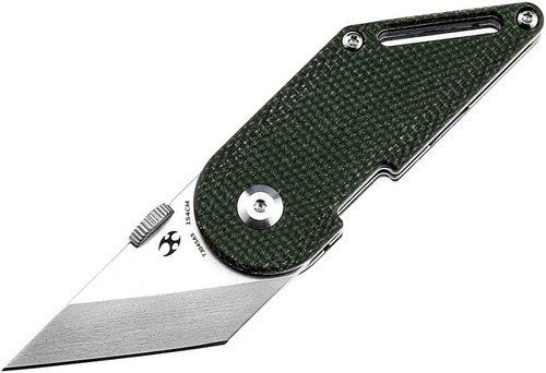 Kansept Pinkerton Dash (T3045A5) - 1.69" 154CM Stonewash Tanto Plain Blade, Green Micarta Handle