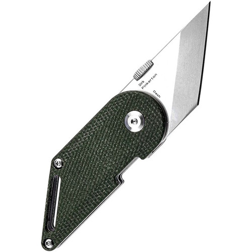 Kansept Pinkerton Dash (T3045A5) - 1.69" 154CM Stonewash Tanto Plain Blade, Green Micarta Handle