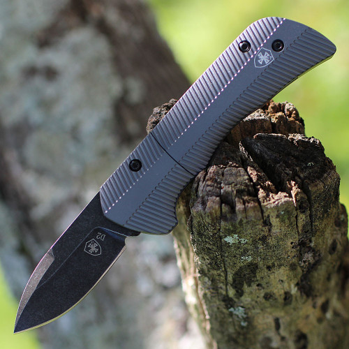 Templar Knife Cali Legal Auto Assist (CAA-AGM-321)-1.9in Black Powder D2 Stonewash Drop Point Blade,  Gunmetal Gray Aluminum Handle