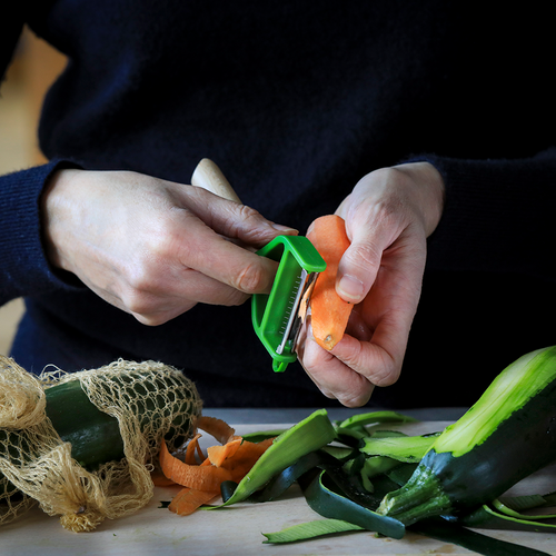 Opinel Knives T-DUO Peeler Green (OP002432) 2" Stainless Steel Peeler, Varnished Beech Wood Handle