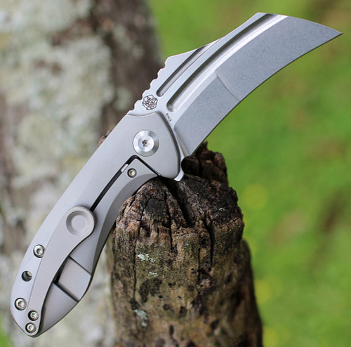 Kansept KTC3 Flipper (K1031A2) - 3.0" CPM-S35VN Stonewash Hawksbill Plain Blade, Bead Blast Titanium Handle,