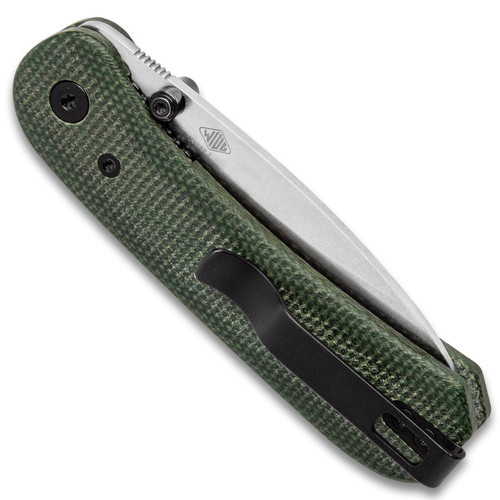 KNAFS Lander EDC Knife (KNAFS-00156) 2.75" Stonewash 14C28V Drop Point Plain Blade, Green Contoured Micarta Handle with Fast Swap Scales