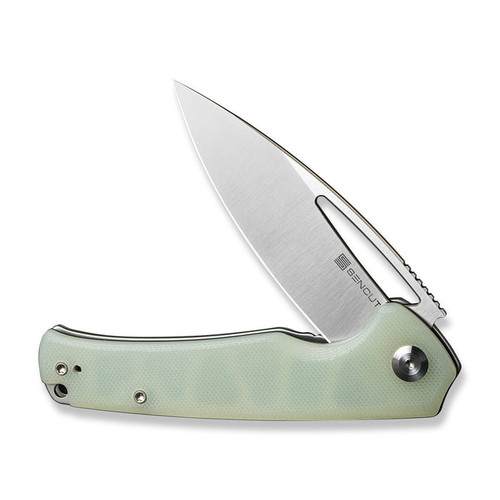 Sencut Mims (S210132) 3.48" 9Cr18MoV Satin Drop Point Plain Edge Blade, Naturaul G-10 Handle.