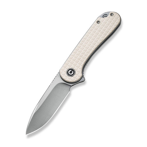 Civivi Elementum (CIVC907A3) 2.96" D2 Satin Drop Point Plane Edge Blade, Ivory G-10 Handle.
