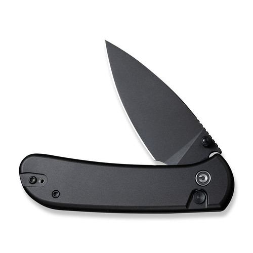 Civivi Qubit (CIVC22030E1) 2.98" 14C28N Black Stonewashed Drop Point Blade, Black Aluminum Handle.