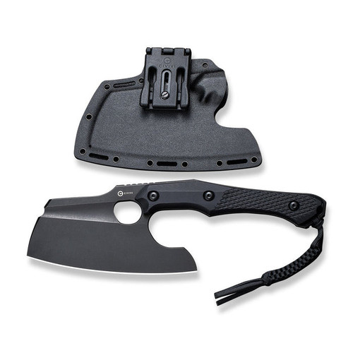 Civivi Aratra (CIVC210411) 7.32" D2 Black Stonewashed Cleaver Blade, Black Diamond Patterned Handle.