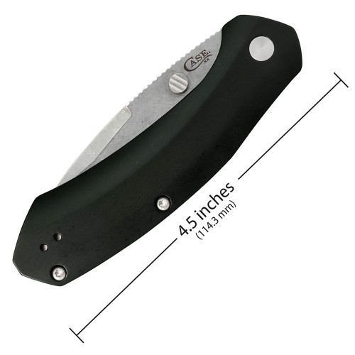 Case Westline O/A 36550 - 3.5" Stonewashed CPM-S35VN Modified Drop Point, Black Anodized Aluminum Handle