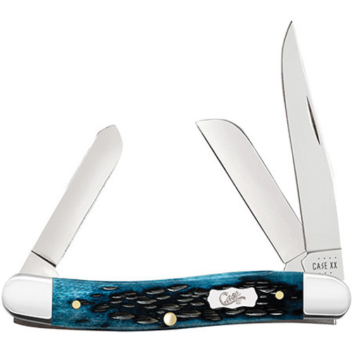 Case Medium Stockman 51851 Pocket Worn Peach Seed Jig Mediterranean Blue (6318 SS)