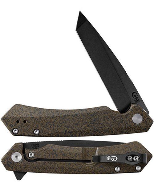Case Kinzua Frame Lock Knife (64634) - 3.4" S35VN DLC Coated Tanto Blade, Brown Speckled Cerakote Anodized Aluminum Handle