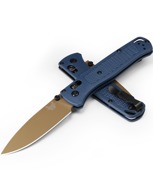 Benchmade Bugout (535FE-05) 3.24" S30V Flat Dark Earth Drop Point Plain Blade, Crater Blue Grivory Handle