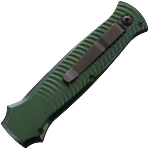 Piranha Bodyguard Automatic Knife (PKCP6GT) - 3.30" S30V Black Plain Spear Point Blade, Green Aluminum Handle