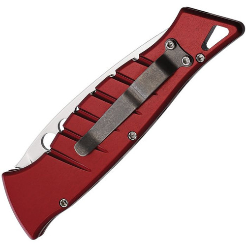Piranha Amazon Automatic Knife (PKCP3R) - 3.50" 154CM Mirror Polished Drop Point Plain Blade, Red Aluminum Handle