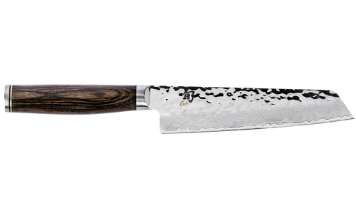 Shun Cutlery Premier Master Utility (TDM0782) 6.5" Damascus Blade with Hammered Satin Finish, Walnut Finished Pakkawood Handle