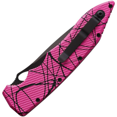 Piranha Knives Predator (PKCP10PKT) 4.125" Black Plain Blade, Pink Aluminum Handle