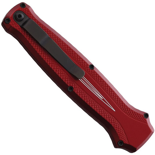 Piranha Rated-R (PKCP19RT) 3.5" 154CM Black Clip Point Blade, Red Aluminum Handle