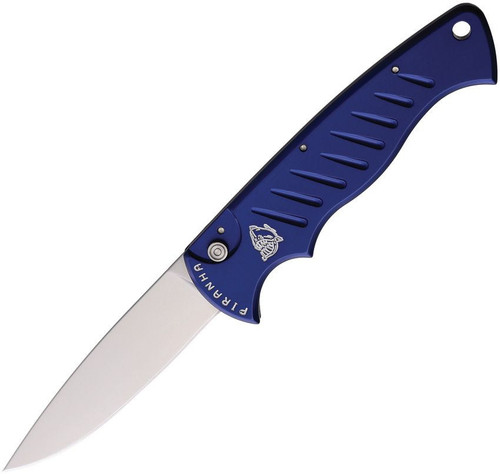 Piranha Pocket (PKCP1B) 3.2" 154CM Mirror Drop Point Blade, Blue Aluminum Handle