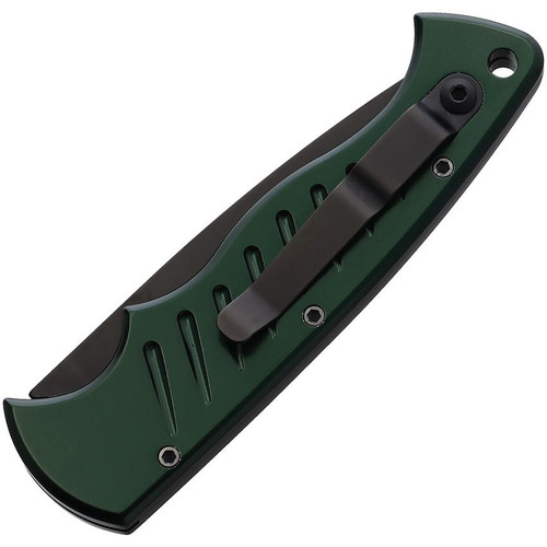 Piranha Pocket (PKCP1GT) 3.2" 154CM Black Drop Point Blade, Green Aluminum Handle