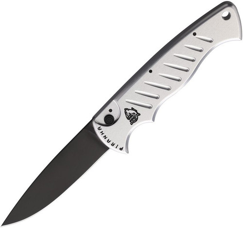 Piranha Pocket (PKCP1ST) 3.2" 154CM Black Drop Point Blade, Silver Aluminum Handle