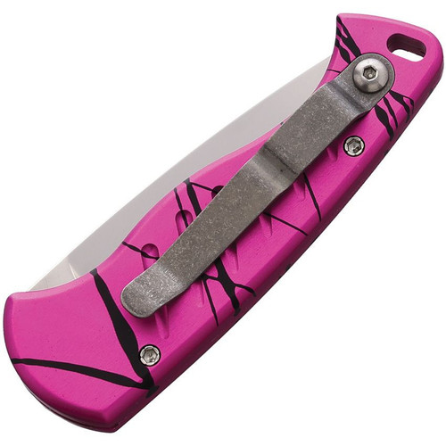 Piranha Fingerling (PKCP2PK) 2.5" Mirror 154CM Drop Point Blade, Pink Aluminum Handle
