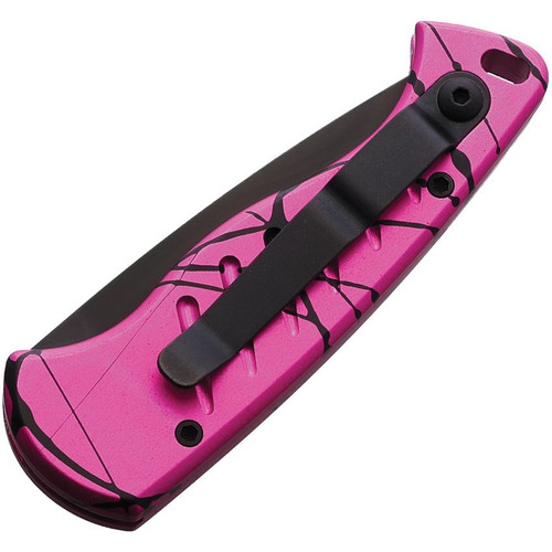 Piranha Fingerling (PKCP2PKT) 2.5" Black 154CM Drop Point Blade, Pink Aluminum Handle