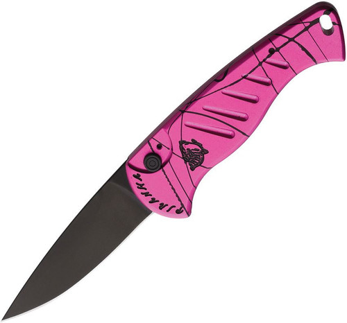 Piranha Fingerling (PKCP2PKT) 2.5" Black 154CM Drop Point Blade, Pink Aluminum Handle