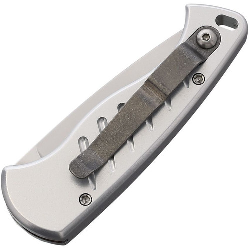 Piranha Fingerling (PKCP2S) 2.5" Mirror 154CM Drop Point Blade, Silver Aluminum Handle