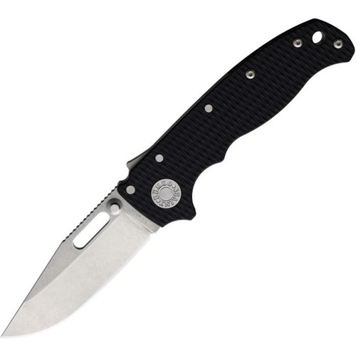 Demko Knives AD20.5 Shark Lock - 3.25" S35VN Stonewashed Clip Point Blade, Black G-10 Handle