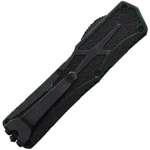 Heretic Colossus TE (H0408ABRKGRN) - 3.50" Black Wash CPM-MagnaCut Tanto Plain Edge, Breakthrough Green Aluminum Handle w/Black Grip Inlays