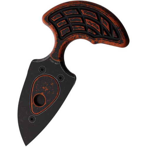 Heretic Sleight Push Dagger Fixed Blade (H0508ABRKORG) - 2.8" CPM-20CV Battleworn Black Double Edge Dagger, Breakthrough Orange Anodized Aluminum Handle, Black Kydex Sheath with Tek-Lok